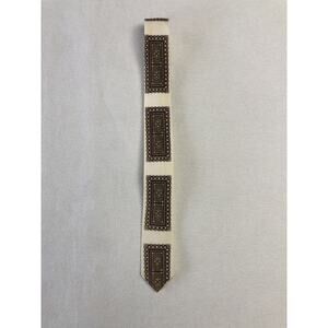 Vintage Waldorf De Luxe 1 7/8” Narrow Men’s White Print Tie